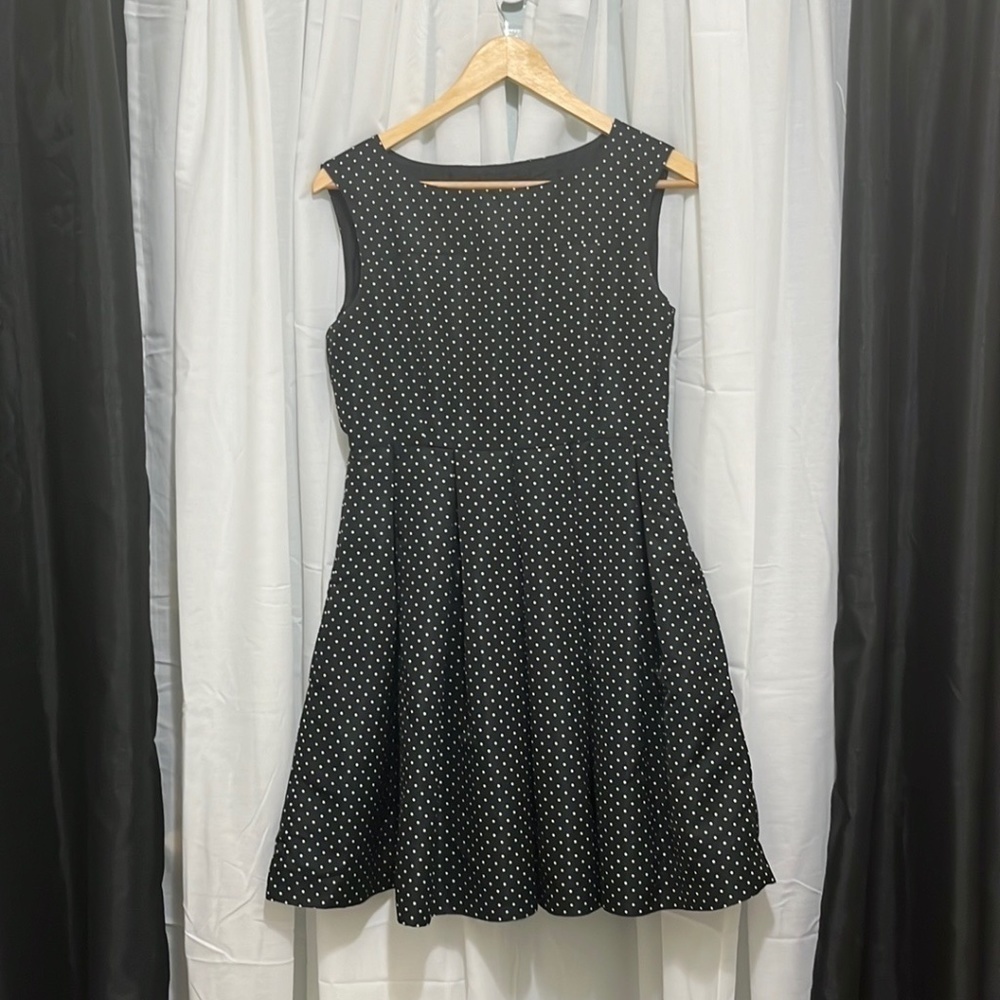 Zara Polkadot Pleated Skirt Sleeveless Dress with Pockets a159